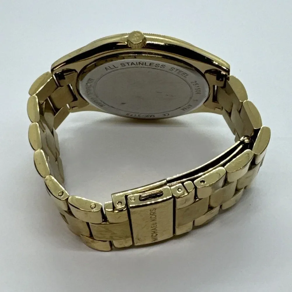 Michael Kors Slim Runway MK3179 Women's Gold Tone Analog Dial Wrist Watch JNA285
